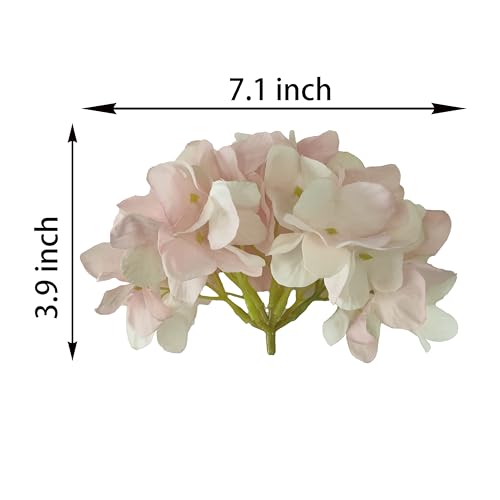 7.1'' Pink Hydrangea Artificial Flowers,10 Pcs Artificial Silk Hydrangea Heads,81 Petals Faux Hydrangea Flowers Heads with Stems for Home Wedding Baby Shower Decor(Pink) - color: Pink