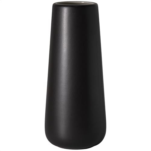 D'vine Dev 11 Inch Ceramic Flower Vase Matte Finishing, Minimalist Design for Home Décor, Bedroom, Living Room, Centerpieces, Office, Ebony Black, VS-XH-E-2 - color: Ebony Black, size: 11 Inch