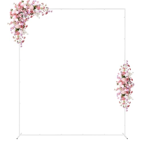 Wokceer Wedding Arch Backdrop Stand Square 7.2 x 6 FT Wedding Arches for Ceremony Metal Balloon Arch Frame for Wedding Birthday Party Garden Arbor Anniversary Event Decor - color: White, size: 7.2FT x 6FT