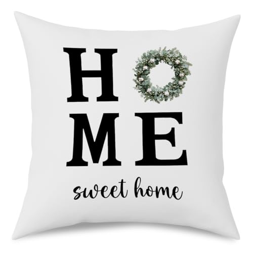 Fokongna Sweet Home Floral Pillowcase 18 x 18 Inches, Cottagecore Wildflower Botanical Decorative Lumbar Pillow Covers, for Home Sofa Couch Porch Patio Bedroom Pillowcase - color: Home Pillow