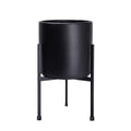 D'vine Dev Modern Black Plants Pot Cylinder Planter with Heavy Duty Stand, Small 8 Inch Pot, 12.6 Inch with Stand Height, 96-T-B-1 - color: Black, size: Small 8 Inch