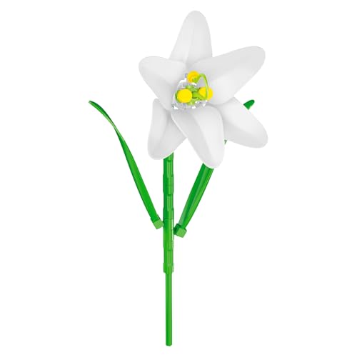 Brickcraft Bricktanicals White Trumpet Lily Brick Building Set, 41 Piece Ages 8+, Collectible Brick Flower Build, Compatible with Brick Flower Vases, Spring Gift for Kids - style: Trumpet Lily Spring