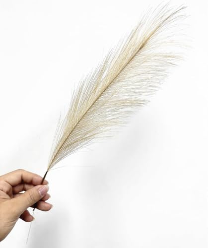 Faux Pampas Grass Plants Artificial Reeds Stems Decoration Set of 28 Stems 17” Fake Florals Bulrush Fluffy Branches for Boho Home Wedding Party Vase Fillers Christmas DIY Feathers Decor - Beige 30 Pcs - color: Pampas Grass Stems / Beige 30 Pcs