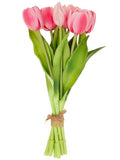 Boston International Artificial Faux Flowers Spring Tulips 8-Flower Bundle Bouquet, 12.5", Pink - color: Pink, size: 12.5"