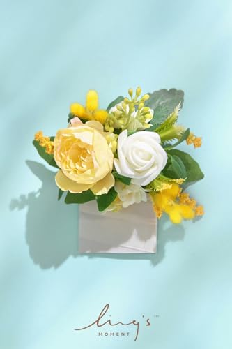 Ling's moment Pocket Boutonniere Single, Boutonniere for Men Groom for Wedding, Prom, Homecoming, Anniversary, Graduation, etc.Yellow White - color: Ylw-yellow & White, size: 6" W x 5" H