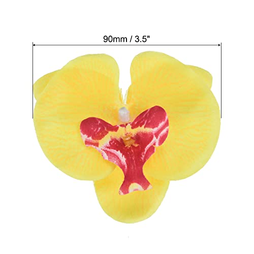 PATIKIL 3.5" Artificial Orchid Flower Heads, 20 Pack Silk Phalaenopsis Fake Butterfly Orchid Heads for Wedding Floral Bouquet Decor DIY Craft Making, Yellow - color: Yellow, size: 3.5"