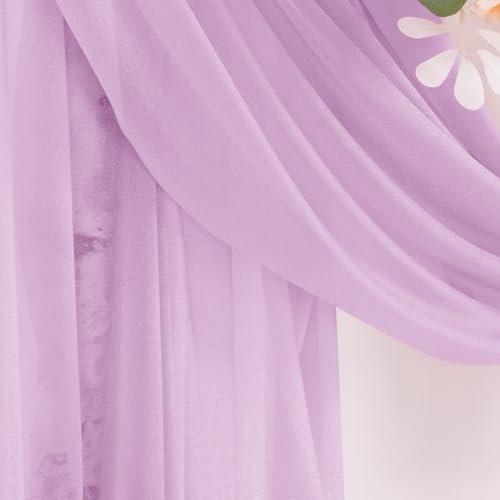 DeZerlor Wedding Arch Draping Fabric 29" x 20 FT Drapes for Backdrop Sheer Curtains for Romantic Bridal Baby Shower Decorations Ceremony Birthday Party Outdoor Events, Purple - color: Lilac Purple