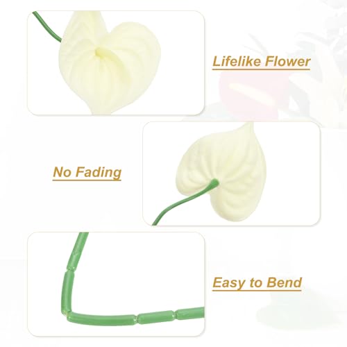 PATIKIL 13" Artificial Anthurium Lily Flowers, 10 Pack Permanent Flower Floral Arrangements Bouquet for Home Decor Bridal Wedding Festival Party, Beige - color: Beige