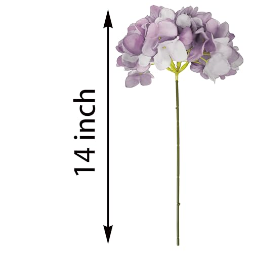 7.1''Light Purple Hydrangea Artificial Flowers,10Pcs Artificial Silk Hydrangea Heads,81 Petals Faux Flowers Heads with Stems for Home Wedding Baby Shower Decor(Light Purple) - color: Light Purple