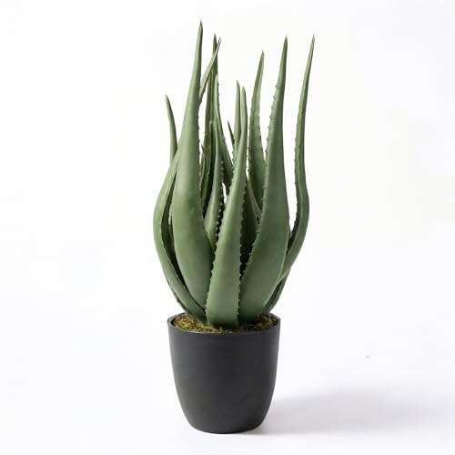 Large Potted Artificial Aloe Vera Plant - 26 Inch UV Resistant Faux Succulent Cactus for Indoor and Outdoor Home Décor