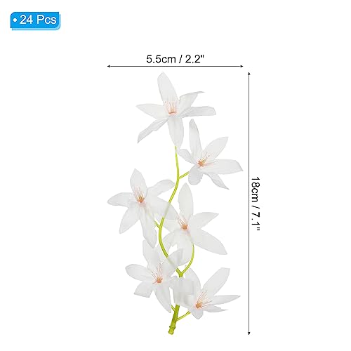 PATIKIL 7 Inch Artificial Orchid Flower, 24 Pcs Floating Candles Simulation Flower Cylinder Vase Fillers for Home Wedding Decoration, White - color: White