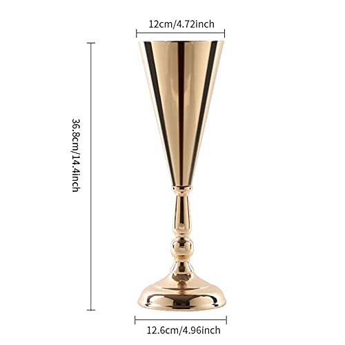 2pcs of Tabletop Gold Flower Centerpieces: 14.4in Metal Wedding Flower Gold Vases, Elegant Flower Holders for Christmas Anniversary Birthday Party Home Decoration Flower Arrangements - color: Gold, size: 2xM