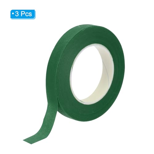 PATIKIL Floral Tape 1/2" x 30 Yard, 3 Pack Flower Wrap Adhesive Tape for Bouquet Stem Wrapping, Dark Green - color: Dark Black