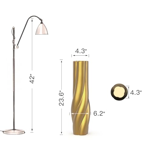 Gold Floor Vase, 24 Inch Tall Resin Home Decor Vase, Tall Floor Vases for Living Room, Office, Bedroom Decor with 5" Opening for Dried Pampas Grass, Branches & Feathers - color: Gold