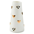 MACKENZIE-CHILDS Ceramic Heart Vase, Unique Decorative Vase, Short, Black-and-White Courtly Check - size: Short