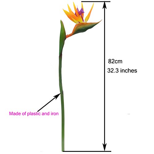 Calcifer 32'' Real Touch Bird of Paradise Artificial Flowers Bouquet for Home Garden Decoration/Wedding Party Decor Orange (Package Quantity: 5 Stems) - color: Package Quantity: 5 Stems