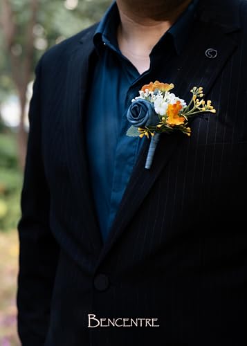 French Blue Boutonniere for Men,Prom boutonnieres,Groom and Groomsmen Boutonniere for Wedding Ceremony Anniversary, French Country Wedding Themes (Set of 6) - color: French Blue, size: set of 6
