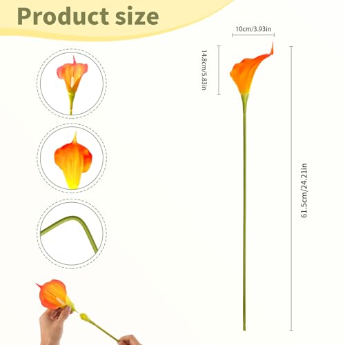 Calla Lily Artificial Flowers 22PCS 25" Real Touch Long Stem Faux Calla Lillies for DIY Wedding Bouquet Party Home Decor (Sunset Red) - color: Sunset Red