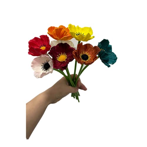 Rikyo 10 Stem 11" Bouquets Artificial Flowers Poppy Flowers,Outdoor UV Resistant No Fade PU Fake Wild Flowers for Table Centerpiece Vase,Wedding Holding Flowers Backdrop Arch Wall (10 Color) - color: 10 Color