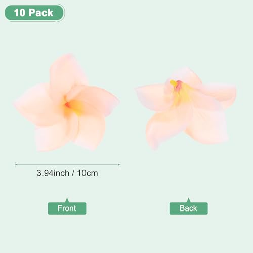 M METERXITY 10-Pack Artificial Plumeria Flowers, Fake Silk Heads Flower Hawaiian Plumeria Petal for DIY Crafts/Dress/Wedding/Party Decoration [Champagne, 3.9"/ 10cm] - color: Champagne