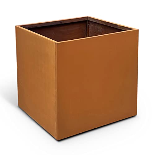 Corten Steel Planter Box Metal Square Planters 26 Inch Steel Large Outdoor Planter Tall Plant for Commercial Residential Patio and Backyard - color: Rust, size: 26" L x 26" W x 26" H