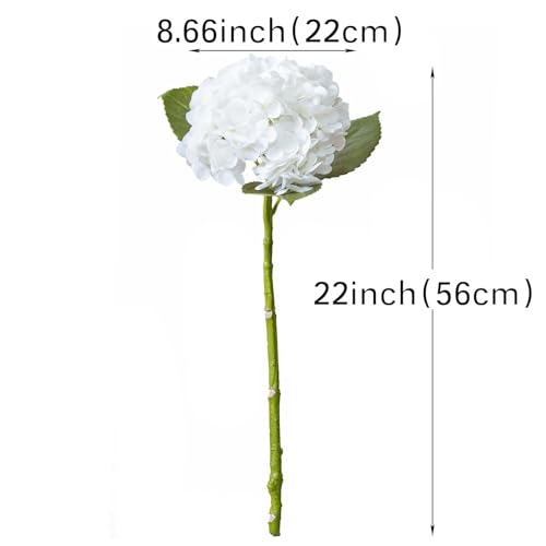 DUYONE 22" Real Soft Touch Hydrangea Artificial Flowers Realistic,Large Long Stem Fake Flowers Full Latex Faux,Wedding Bouquet,Party Home Decor,Garden Office Room Centerpieces White 2 Taro Purple 2 - color: 2 White & 2 Taro Purple, size: 4Pcs