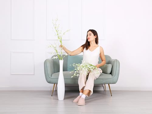 Leewadee Decorative Tall Floor Vase for Living Room Decor, 26 inches, White, Resin - color: White, size: 26 inches