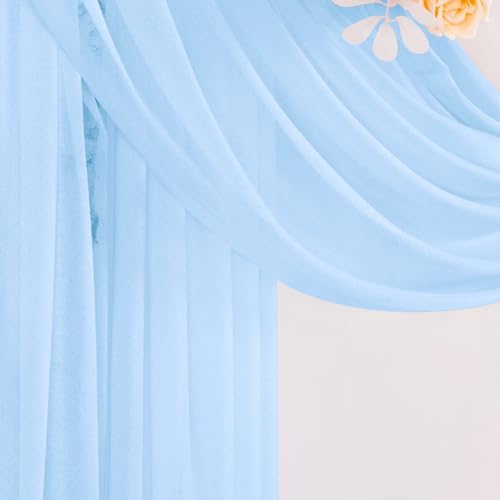 DeZerlor Wedding Arch Draping Fabric 29" x 20 FT Drapes for Backdrop Sheer Curtains for Romantic Bridal Baby Shower Decorations Ceremony Birthday Party Outdoor Events, Baby Blue - color: Baby Blue