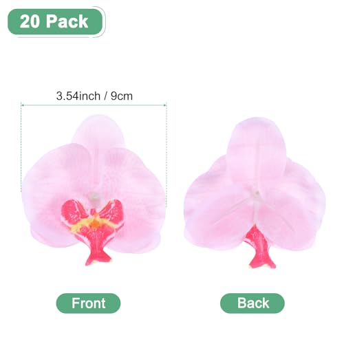 M METERXITY 20-Pack Artificial Orchid Flower Heads, Silk Faux Butterfly Flowers Head for Wedding/Bouquet/Bridal/Party Decor, Fake Phalaenopsis Petals Bulk [3.54 Inch, Pink] - color: Pink, size: 3.54 Inch