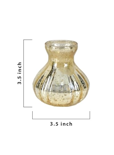Serene Spaces Living Gold Crackle Bud Vase, Vintage Style Vase for Floral Arrangements at Weddings, Parties, Events, Home, 3.5" Tall & 3.5" Diameter, Small, Set of 4 - color: Small, Set of 4