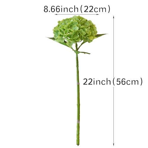 DUYONE 22" Real Soft Touch Hydrangea Artificial Flowers Realistic,Large Long Stem Fake Flowers Full Latex Faux,Wedding Bouquet,Party Home Decor,Garden Office Room Table Centerpieces Green 4pcs - color: Green, size: 4Pcs