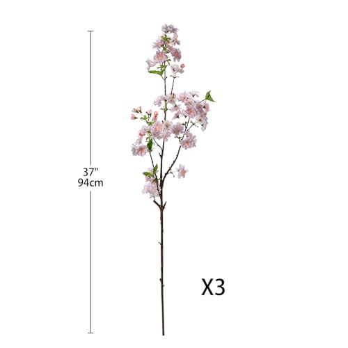 39" Tall Cherry Blossom Branches for Vase Faux Cherry Flowers Light Pink Peach Blossom for Floral Arrangements Artificial Apple Blossom Silk Tall Stems for Home Wedding Table Decor-3 Pcs - color: L-pink #3