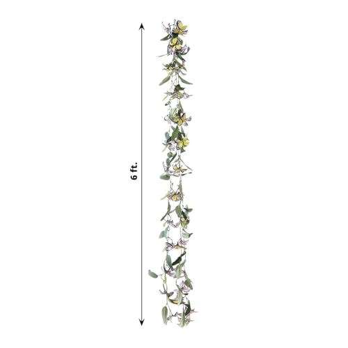 Efavormart 5.5ft Artificial Eucalyptus Leaf Table Garland with 7 White Silk Rose Flowers, Pre-Arranged Floral Greenery Vines for Wedding Reception Table and Ceremony Backdrop - color: Type17