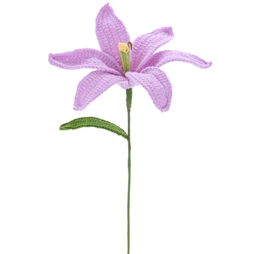 M METERXITY 1-Pack Crochet Flowers, Knitted Artificial Wool Lily for Mother's Day/Wedding/Birthday/DIY Decor, Handmade Knitted Flowers [Purple] - color: Purple