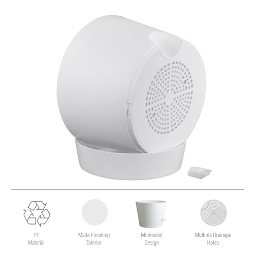 Meowell 12 inch Large Self Watering Pots for Indoor Outdoor Plants, Flower Plant Pots with Mesh Drainage Holes for Garden House, Plastic Planters with Reservoir for Home, White - color: White, size: 12inch A