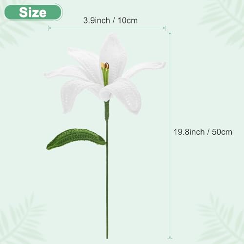 M METERXITY 1-Pack Crochet Flowers, Knitted Artificial Wool Lily for Mother's Day/Wedding/Birthday/DIY Decor, Handmade Knitted Flowers [White] - color: White