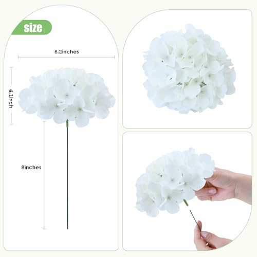AVIVIHO 65pcs White Hydrangea Artificial Flowers Bulk (Not Squished, No Steaming Need) Ivory Faux Hydrangeas Bouquet Silk Flowers with Stems for Wedding,Party,Centerpieces,Home,Baby Shower Decor - color: Ivory, size: Medium