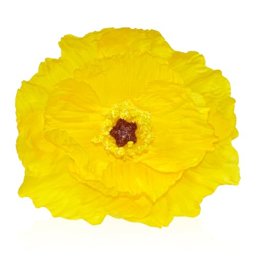 10 Pcs Remembrance Yellow Poppy Artificial Flower Heads 6.7" Large Silk Poppy Heads Fake Flowers for Memorial Day Veterans Day Wedding Home Decoration Bouquet Corsages Party Centerpiece - color: Yellow