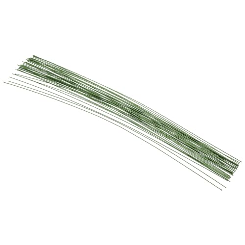 PATIKIL 22 Gauge 14" Floral Stem Wire, 50 Pcs Paper Wrapped Iron Artificial Flower Stem Accessories for DIY Bouquet Stem and Craft Decoration, Dark Green - color: Dark Green