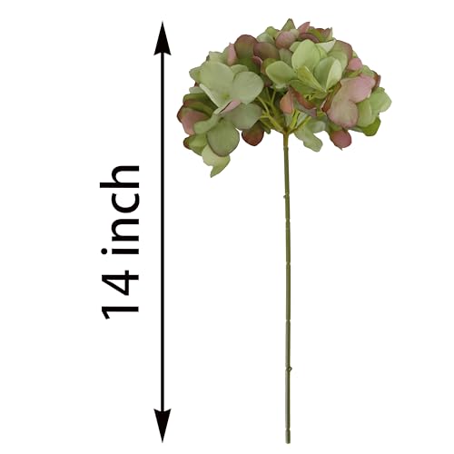 7.1''Green Silk Hydrangea,10 Pcs Artificial Silk Hydrangea Heads,81 Petals Faux Hydrangea Flowers Heads with Stems for Home Wedding Baby Shower Decor(Green) - color: Green