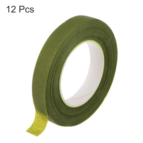 HARFINGTON 12 Rolls Floral Tapes 1/2 Inch 30 Yards Flower Adhesive Waterproof Tape for Floral Arranging Wedding Bouquet Wrap Craft Florist Tape, Grass Green - color: Grass Green