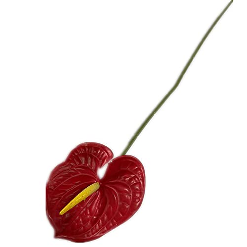 8pcs Artificial Anthurium Flower Branch 60cm 3D Printing Effect Faux Real Touch Single Stem per Piece Anthurium for Home Table Floral Decoration (red) - color: Red