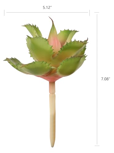 Duovlo Artificial Succulent Plant 7.08 Inch Faux Succulents Agave potatorum Flower Arrangement Craft Wall DIY Materials,Pack of 2 (Pink) - color: Pink