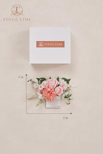 TingeTime Single Pocket Boutonniere for Man Groom, Best Man Boutonniere for Wedding Ceremony Anniversary, Formal Dinner Party and Rustic Spring Wedding Marriage(PeachPink&White) - color: Peachpink&white
