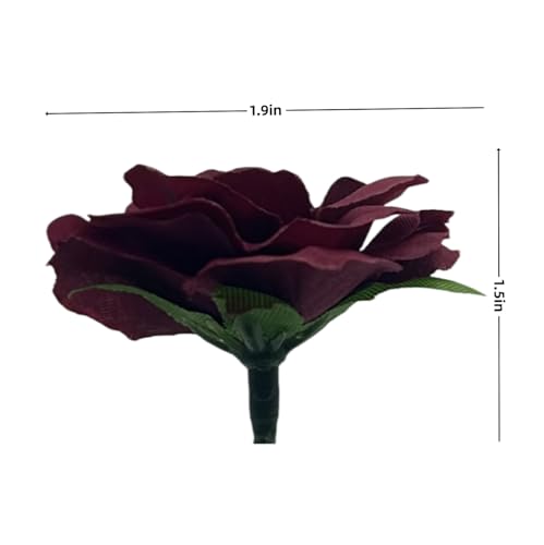 100 Pcs Mini Wine Red Roses Artificial Flowers Bulk, 1.9" Small Silk Fake Roses Flower Heads for Decoration, Wedding Centerpieces Bridal Shower Party Home Decor,DIY Crafts (Burgundy) - color: Burgundy