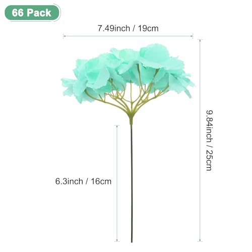 M METERXITY 66-Pack Silk Hydrangea Flowers, Artificial Flowers Heads with 66pcs Stems, Full Hydrangea Flowers for Home Decor/Wedding/Christmas/DIY/Party/Garden [Blue Green] - color: Blue Green