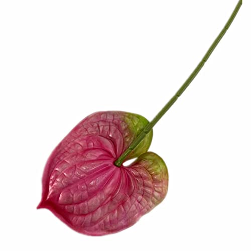 8pcs Artificial Anthurium Flower Branch 60cm 3D Printing Effect Faux Real Touch Single Stem per Piece Anthurium for Home Table Floral Decoration (deep Pink) - color: Deep Pink