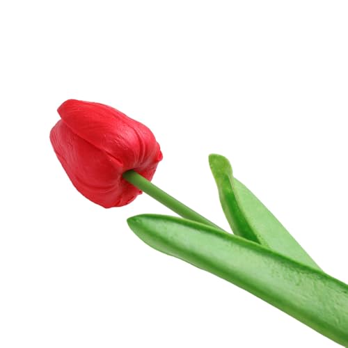 QLHCI&JHY Tulip Simulation Flowers Wedding Fake Flowers Decoration Room Bedroom Floral Arrangement Living Room Decoration Flower Art Dining Table Bouquet Tactile moisturizing Home Decor (red) - color: Red