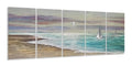 YHSKY ARTS Beach Theme Metal Wall Art - 5 Panels Aluminum Sea Waves Sculpture - color: Beach Wall Art, size: 64x24IN