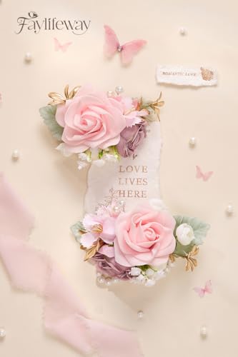 Rose Pink Corsage and Boutonniere Set for Wedding Prom(Set of 2),Artificial Flower Wrist Corsage Bracelets for Women Homecoming,Boutonniere for Men Suit Decorations Party Anniversary - color: Pink, size: 1 Corsage & 1 Boutonniere